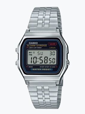 Casio Watch A159W Silver, Alarm, Stop Watch